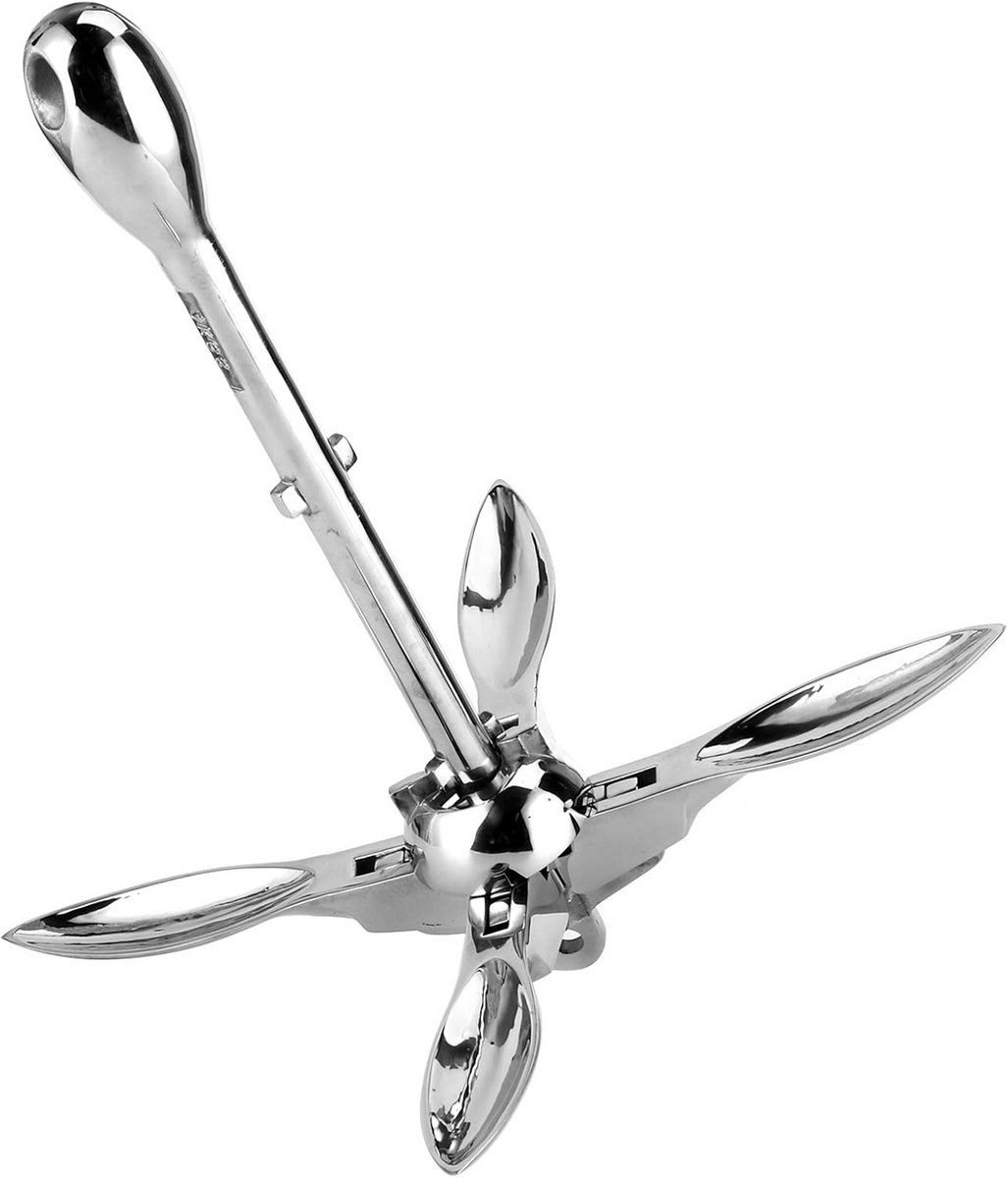 Klapanker Boot - Vouwanker Jacht - Watersport Stabiliteit - Roestvrij Staal 316 - 4 kg - Zilver