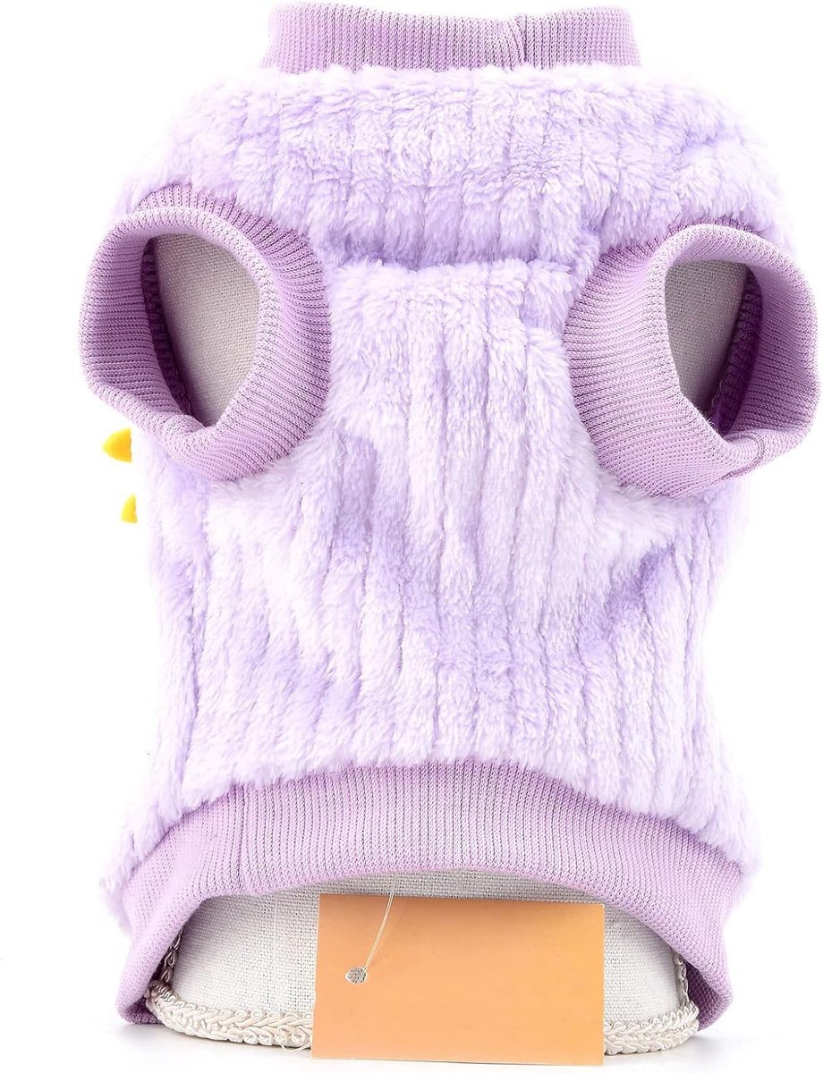 Huisdiertrui, met zonnebloem, gebreide trui, voor kleine honden en katten, gezellig zwart sweatshirt, warme winterjas, schattige kleding voor puppy‘s, yorkies en chihuahua's(Paars,L) — cadeau in Cadeau-ideeën - foto 2