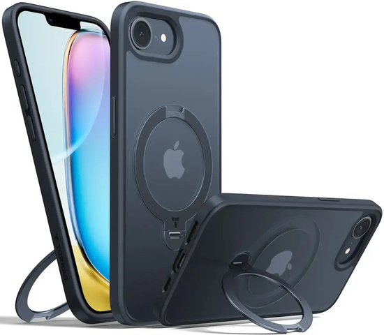 Étui TORRAS UPro Ostand Spin pour Apple iPhone 16e - Compatible MagSafe / Qi2 - Support magnétique rotatif à 360° - Ring de support arrière - Zwart
