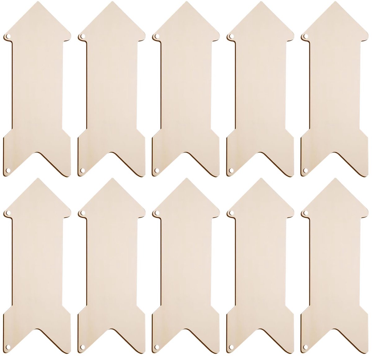 Houten Pijlvormige Borden - Set van 10 - 30 x 11 x 0.3 cm