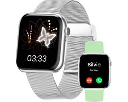 Bizoule Smartwatch Beso - Smartwatch Dames & Heren - Zilver - AMOLED Full HD Scherm - 40mm - Horloge met Belfunctie - Bloeddrukmeter - Stappenteller - Android en iOS