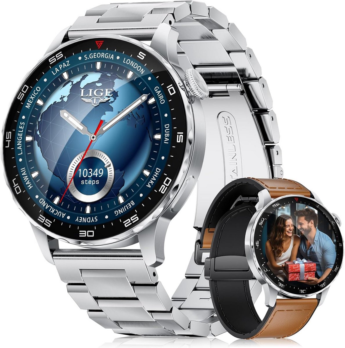 Smartwatch Heren AMOLED Scherm Draadloos Bellen IP68 Waterdicht Fitnesstracker