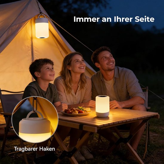 Set van 2 Oplaadbare Touch Nachtlampjes met 8 Kleuren en Dimfunctie — afbeelding 2
