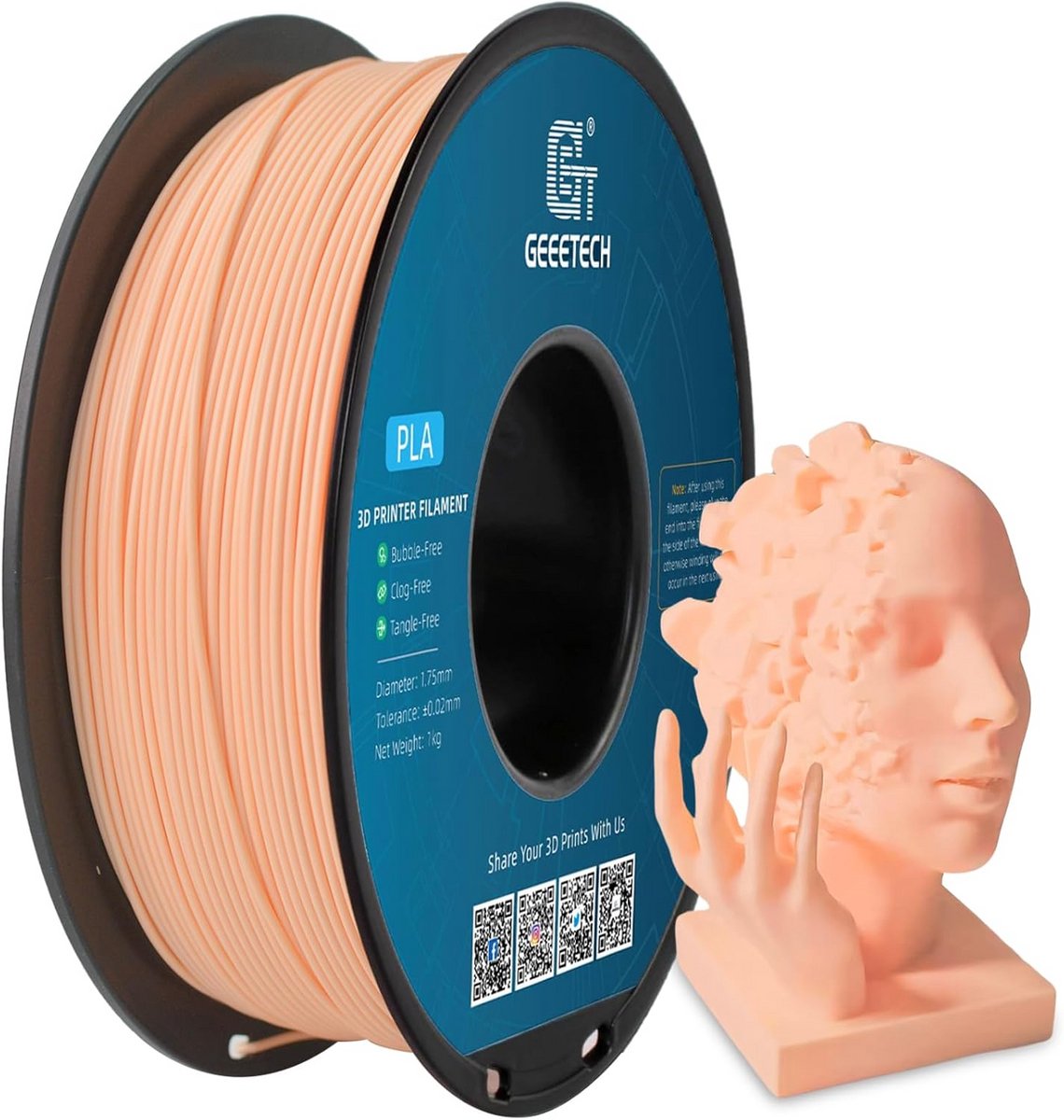 PLA 1.75 mm Filament 1 kg voor 3D Printers beige Glanzend