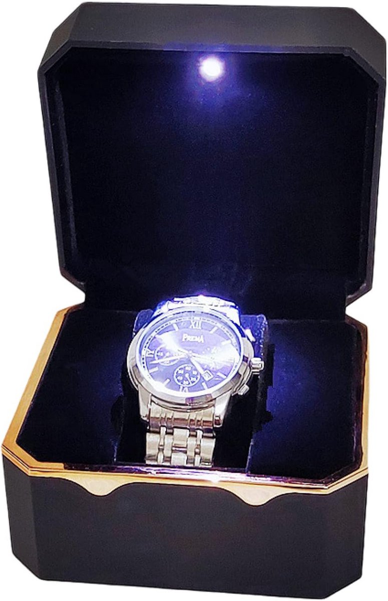 Luxe Horlogebox met LED Verlichting voor Heren en Dames Opslag