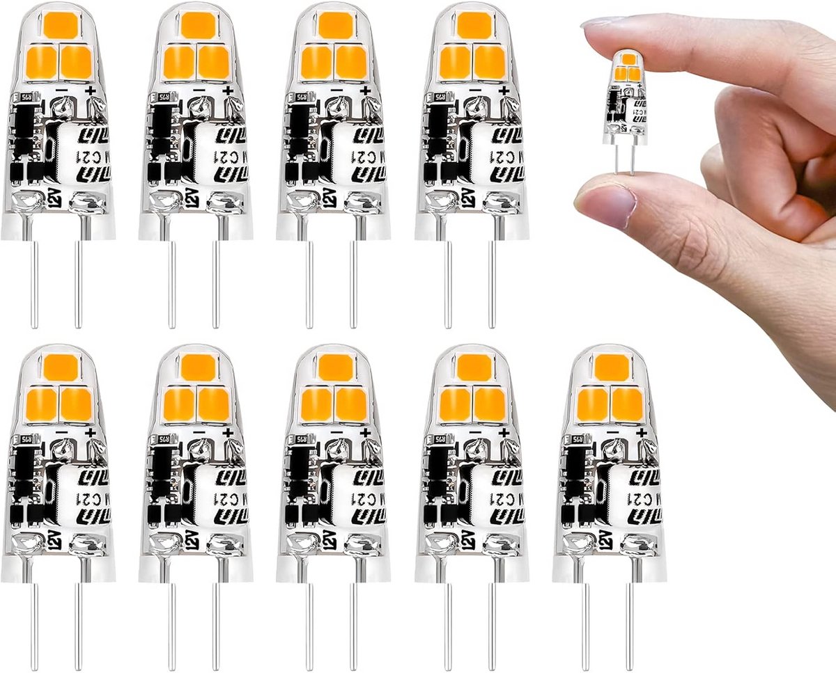 10 Stuks G4 LED Lampen 12V AC/DC 1.2W Warm Wit 3000K - Vervanging 15W Halogeen