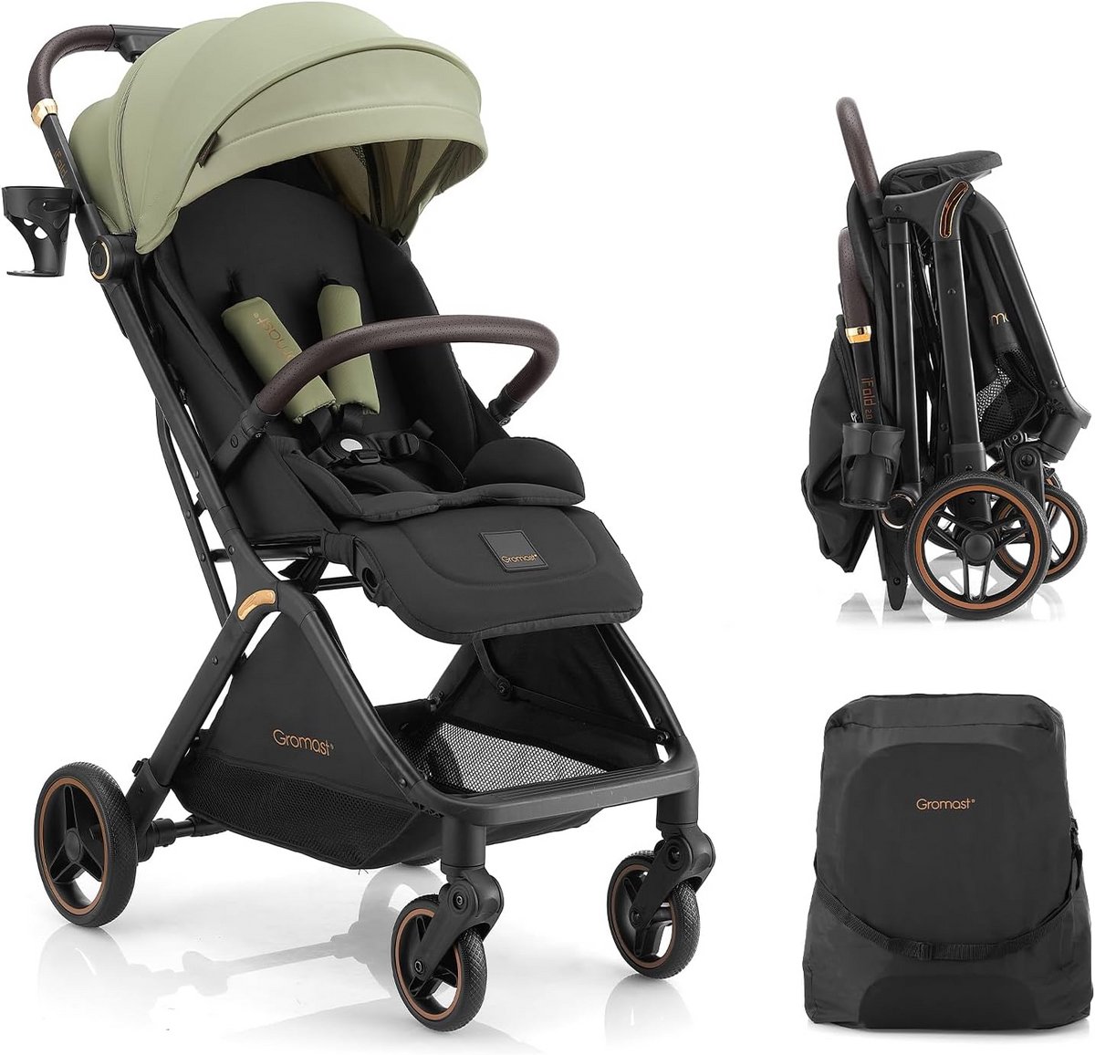 Lichtgewicht Opvouwbare Kinderwagen met Zonnedak en Verstelbare Rugleuning