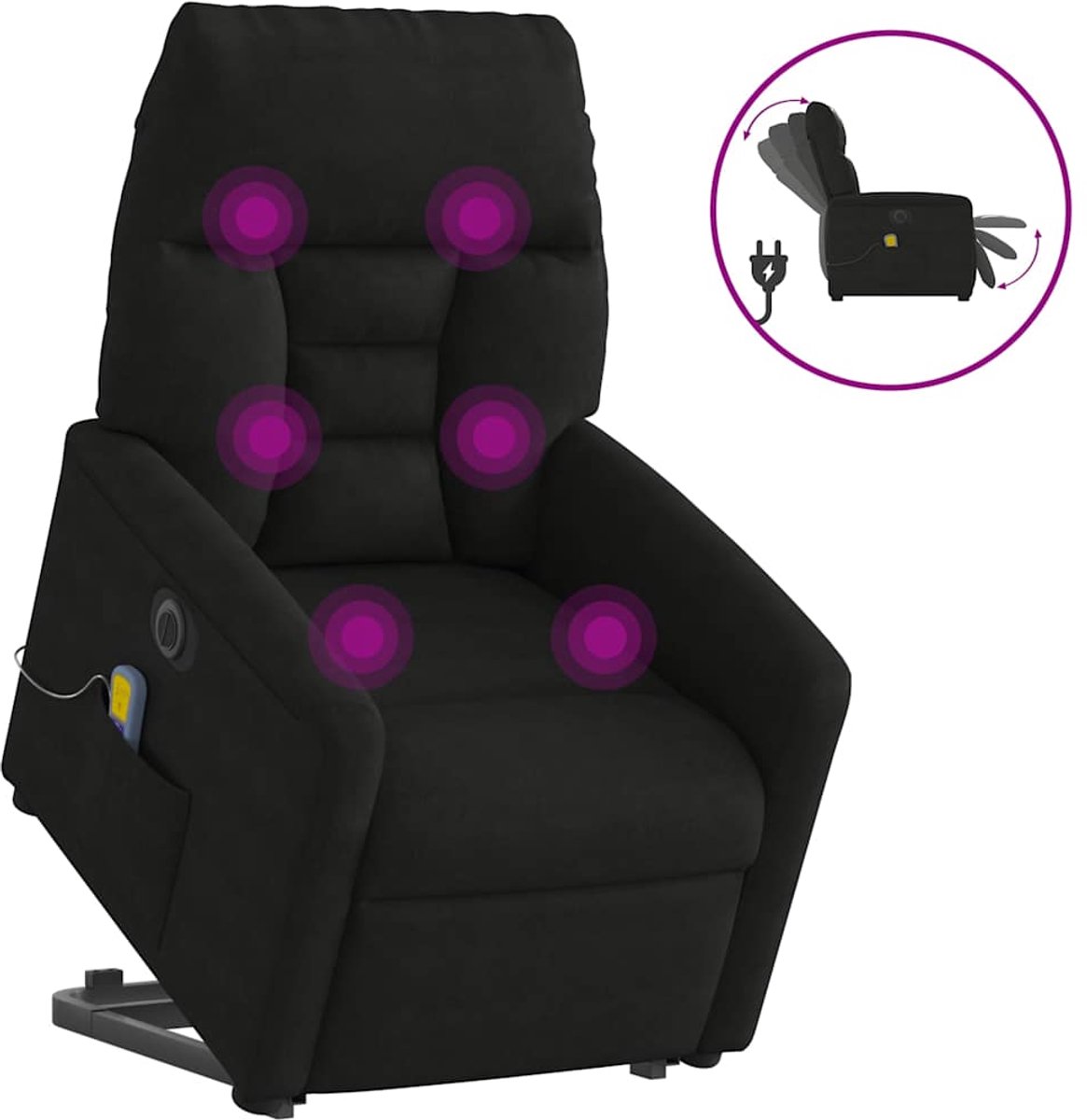 vidaXL Sta-op-massagestoel - elektrisch - verstelbaar - microvezelstof - zwart
