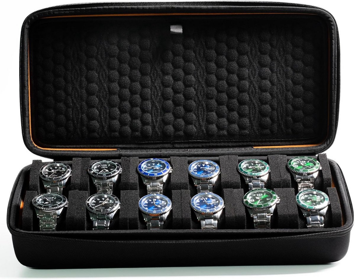 Horlogedoos 12 Vakken Hardcase voor Heren en Dames Horloges