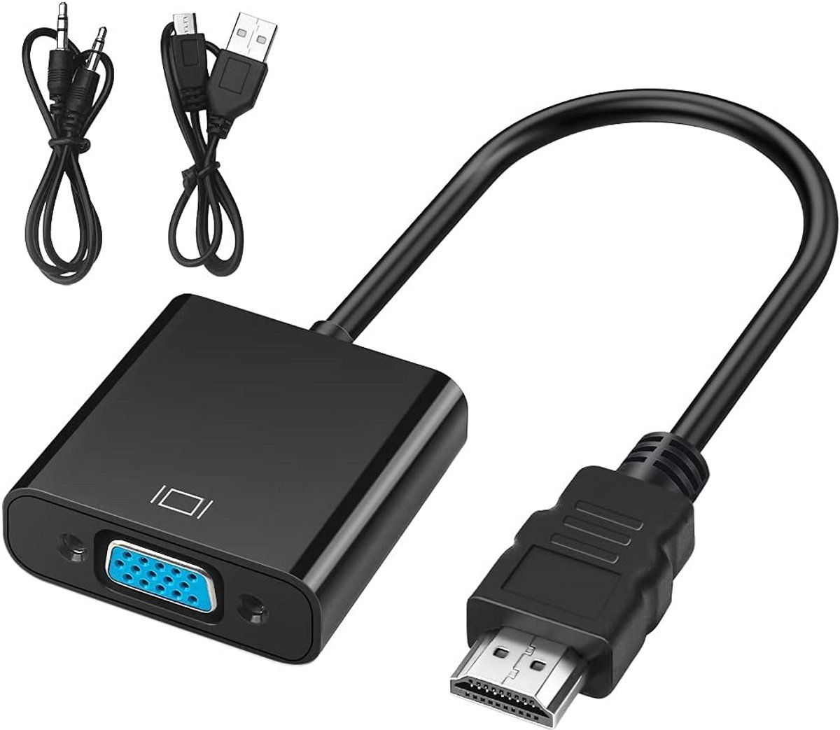 HDMI naar VGA Adapter met 3.5mm Audio-aansluiting voor Monitor, Laptop en Projector