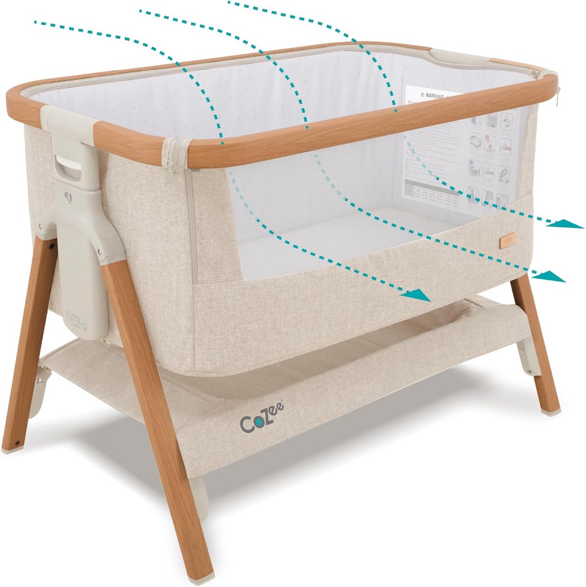 Wieg en Bijzetbed voor Baby's, Inclusief Matras, Inklapbaar en Verstelbaar in Hoogte