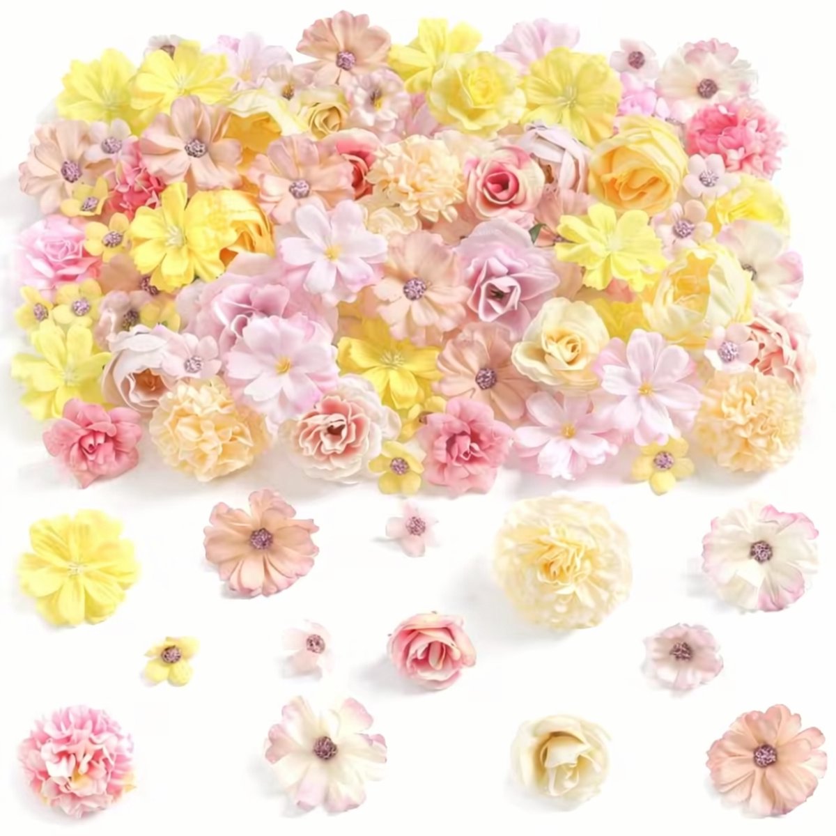 Grote Kunstbloemen Mix 2-8 cm - 50 Stuks - Geel & Roze Mix - Kasey