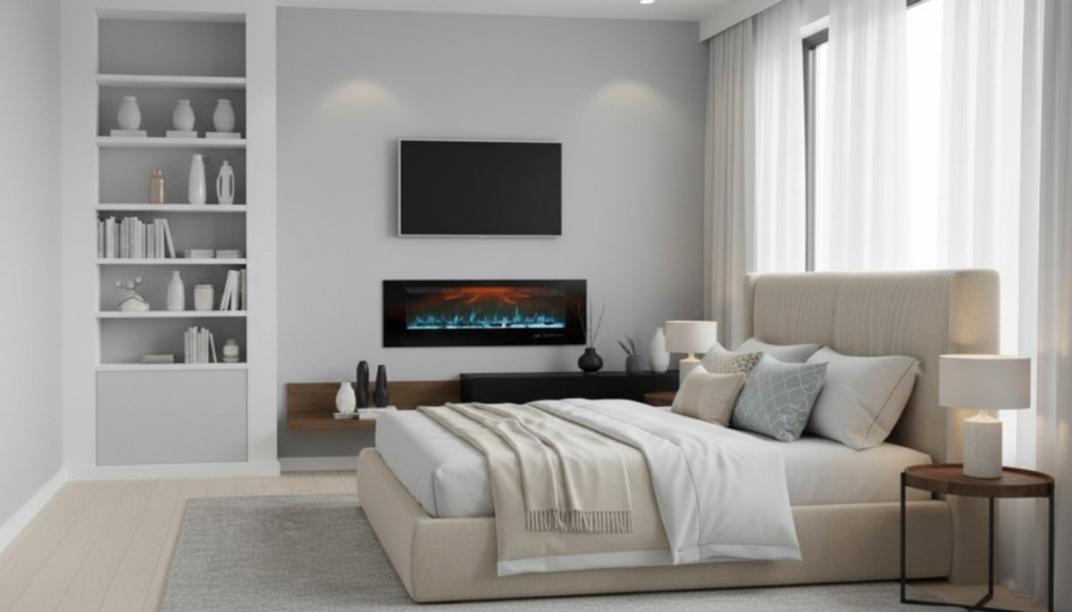 Elektrische Open Haard Casa Velluto Venezia – 127 cm Wand- en Inbouwhaard, 13 Kleurenvlammen met Hout & Kristal, 2 Warmtestanden 750/1500W, Afstandsbediening & 9H Timer – Moderne Binnenhaard voor Woonkamer, Slaapkamer en Kantoor
