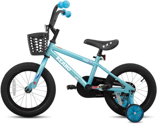KEANO Cervine Stoere Kinderfiets - 16 Inch - Voor Jongens & Meisjes (4-7 Jaar) - BMX Stijl - Met Zijwieltjes & Mandje - Blauw - Geschikt voor buitenactiviteiten in de lente — afbeelding 2
