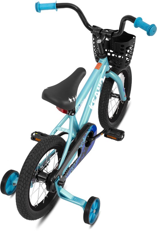 KEANO Cervine Stoere Kinderfiets - 16 Inch - Voor Jongens & Meisjes (4-7 Jaar) - BMX Stijl - Met Zijwieltjes & Mandje - Blauw - Geschikt voor buitenactiviteiten in de lente — afbeelding 3