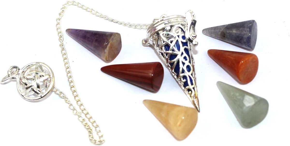 Kristallen Chakra Pendulum voor Waarzeggerij en Energiemeting met Verwisselbare Kegel