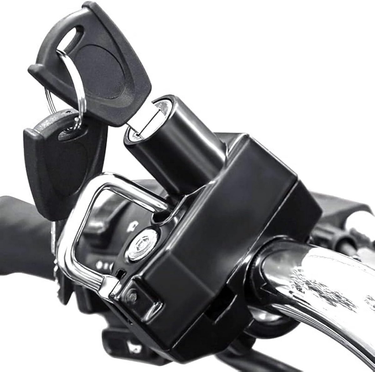 Universele Motorhelm Slot Zwart - Anti-Diefstal Beveiliging voor Stuur 22-26mm