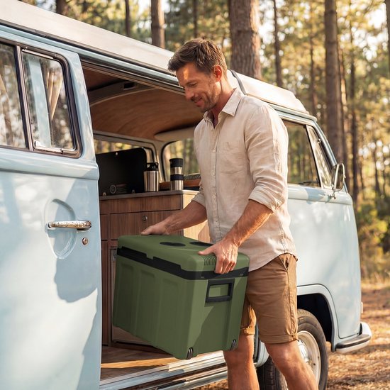 Auronic Koelbox Elektrisch 12V en 230 volt - Auto - Camping Koelkast - Koelen en Verwarmen - 40L - Frigobox - Groen van Merkloos — afbeelding 4