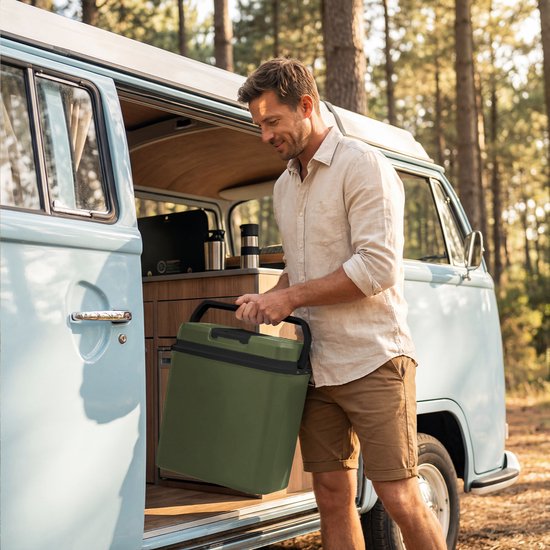 Auronic Koelbox Elektrisch 12V en 230 volt - Camping Koelkast - Auto - Koelen en Verwarmen - 20L - Frigobox - Groen van Merkloos — afbeelding 4