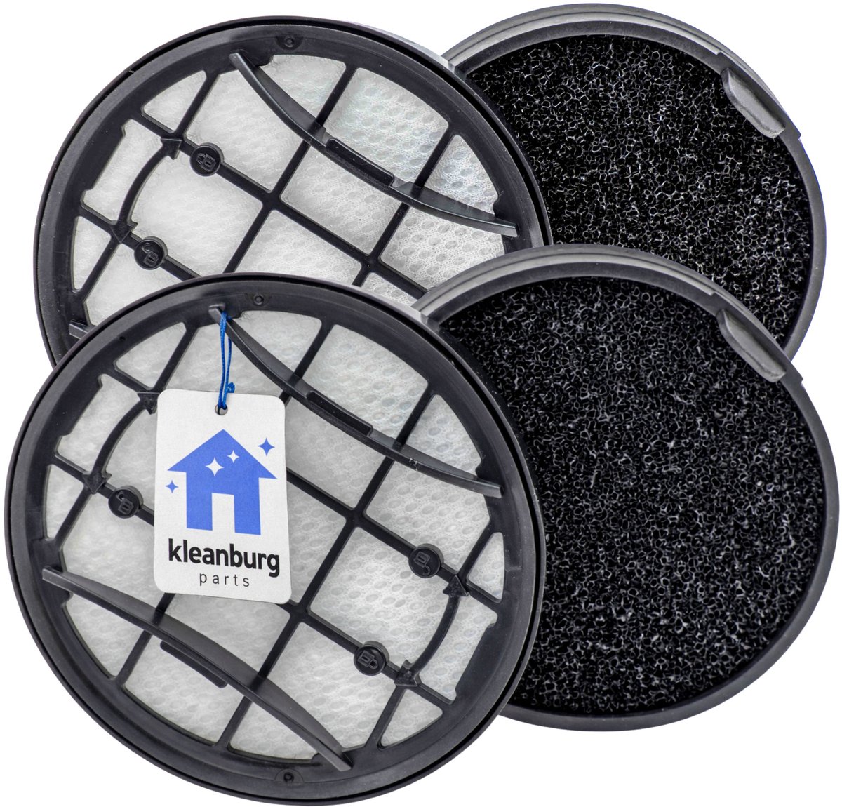Kleanburg filterset geschikt voor Philips VC7000 en VC8000 serie, vervangt XV1681/01, 2 complete sets, wasbaar, voor XC7053 XC7055 XC7057 XC8055 XC8057 zwart