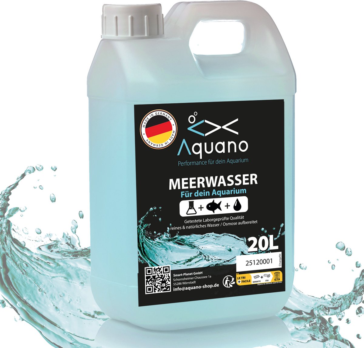 AQUANO Premium-zeewater – 20L laboratoriumgetest rifwater