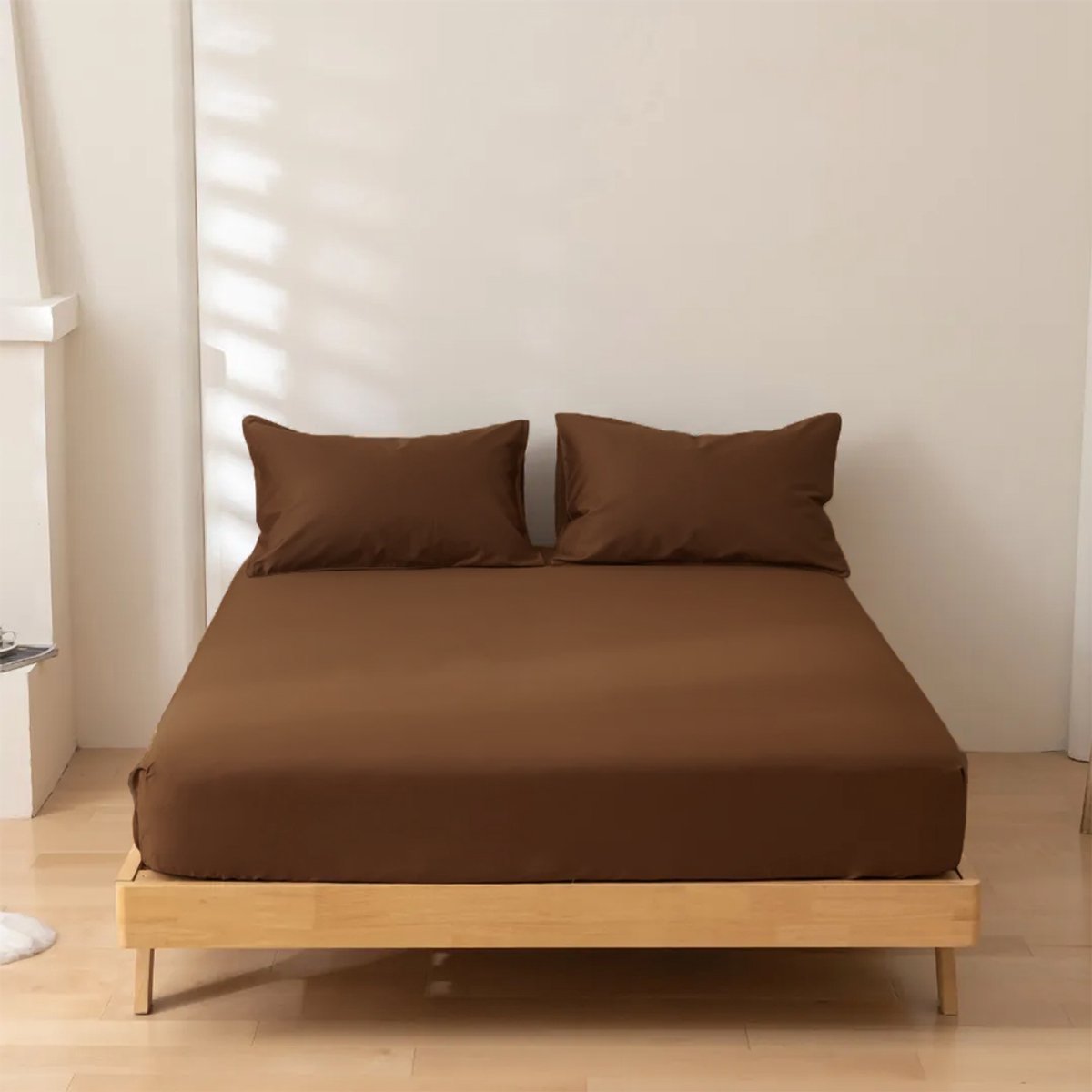 Dreamers Den - Hoeslaken - 100% Katoen Percaline - Katoen - Bruin - 160x200 cm - 28cm Hoekhoogte