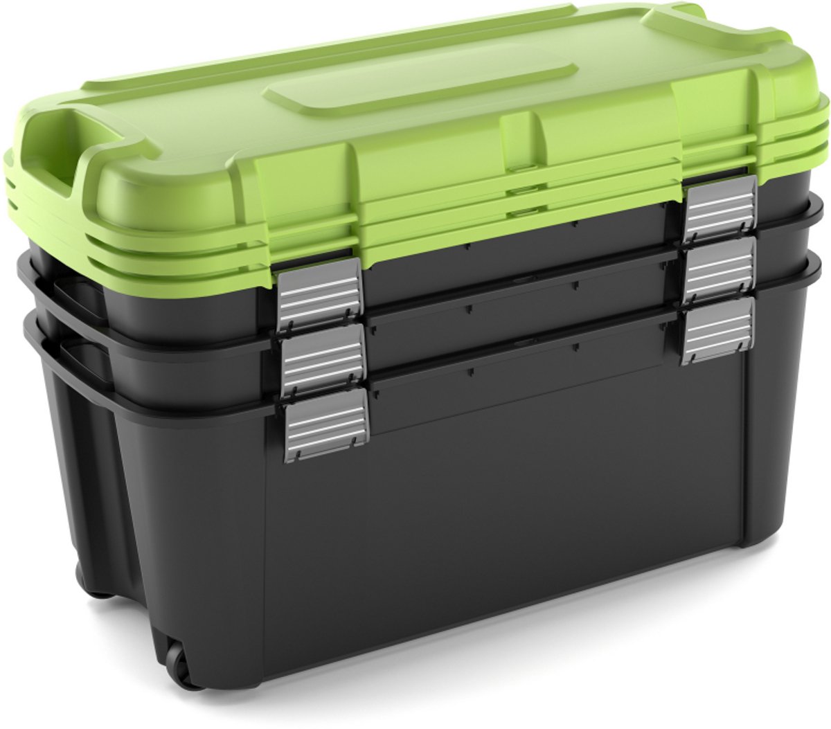 Keter Totem Opbergbox - 2x140L - 79,5x59,7x40,8cm - Zwart/Groen