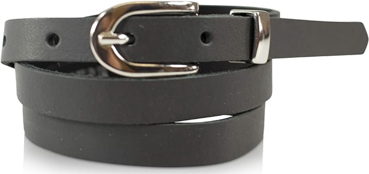 Leren Riem voor Dames - Smalle Lederen Riem met Zilveren Gesp - Stijlvol Cadeau voor Dagelijks Gebruik - 120 cm - 1 Stuk - Antraciet - van Imperatoris