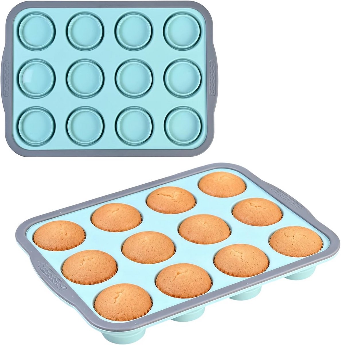 2x Flexibele Cupcake-bakvorm met Anti-aanbaklaag en Metalen Frame