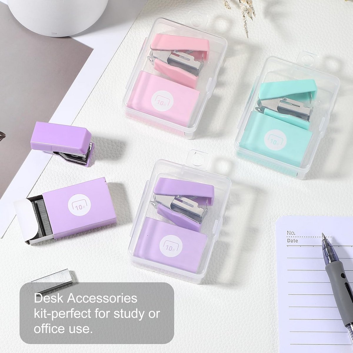 Compacte Mini Nietmachine Set Roze met 800 Standaard Nietjes voor Kantoor en School
