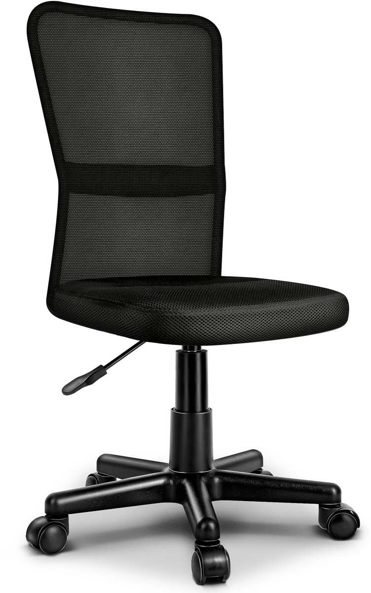 TRESKO® bureaustoel kantoorstoel draaistoel, met kunststof wielen, traploos in hoogte verstelbaar, gevoerde zitting, ergonomische vormgeving, SGS-geteste veer (zwart)