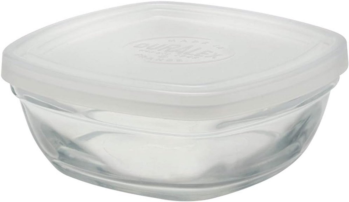 Stapelbare Vierkante Glaskom met Frosted Deksel 11cm