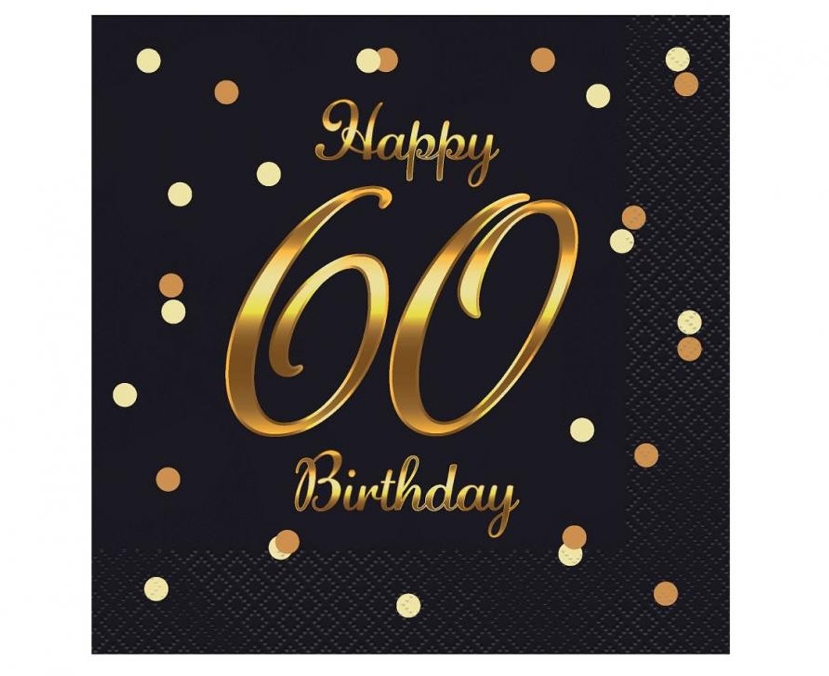 Happy Birthday B&C Gold Happy Birthday 60 servetpak van 20 33x33 cm