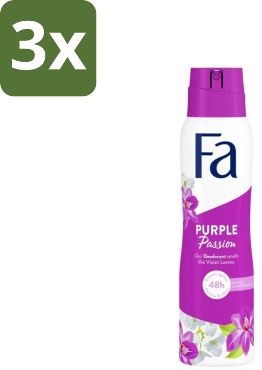 Fa Deodorant Spray Violet Leaves Passion 150 ml - Bulkverpakking - 3 stuks