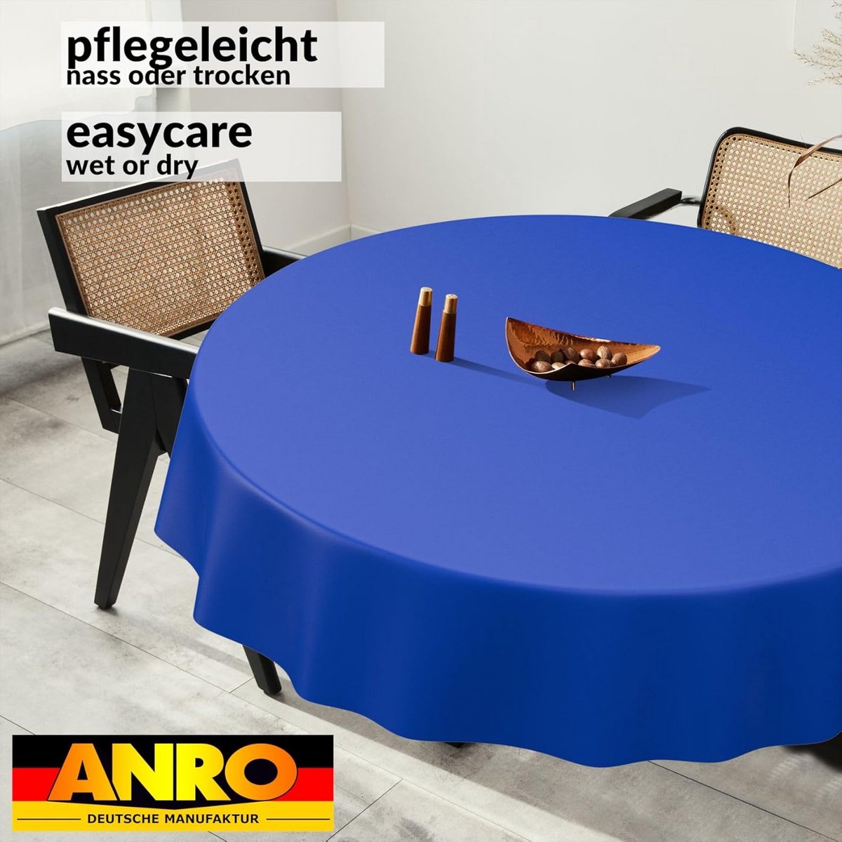 Rond Tafelkleed Afwasbaar 120 cm Blauw - Geschikt voor Binnen en Buiten