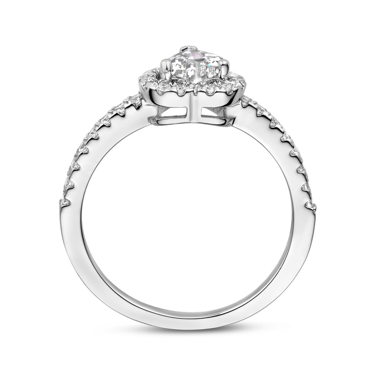 Gerhodineerd Zilver Ring Hart Met Zirkonia 1336764