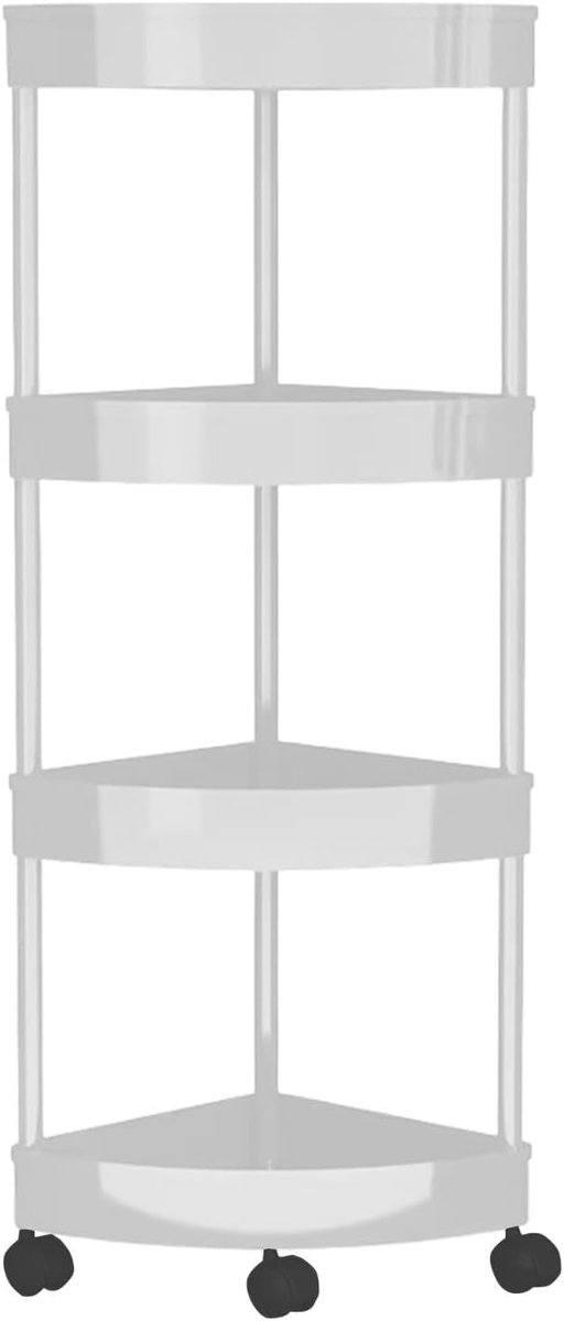 Hoekplank met 5 Planken - Plank - met Wielen - Waterdicht - Plastic - voor Keukens en Woonkamers - 33x110 cm