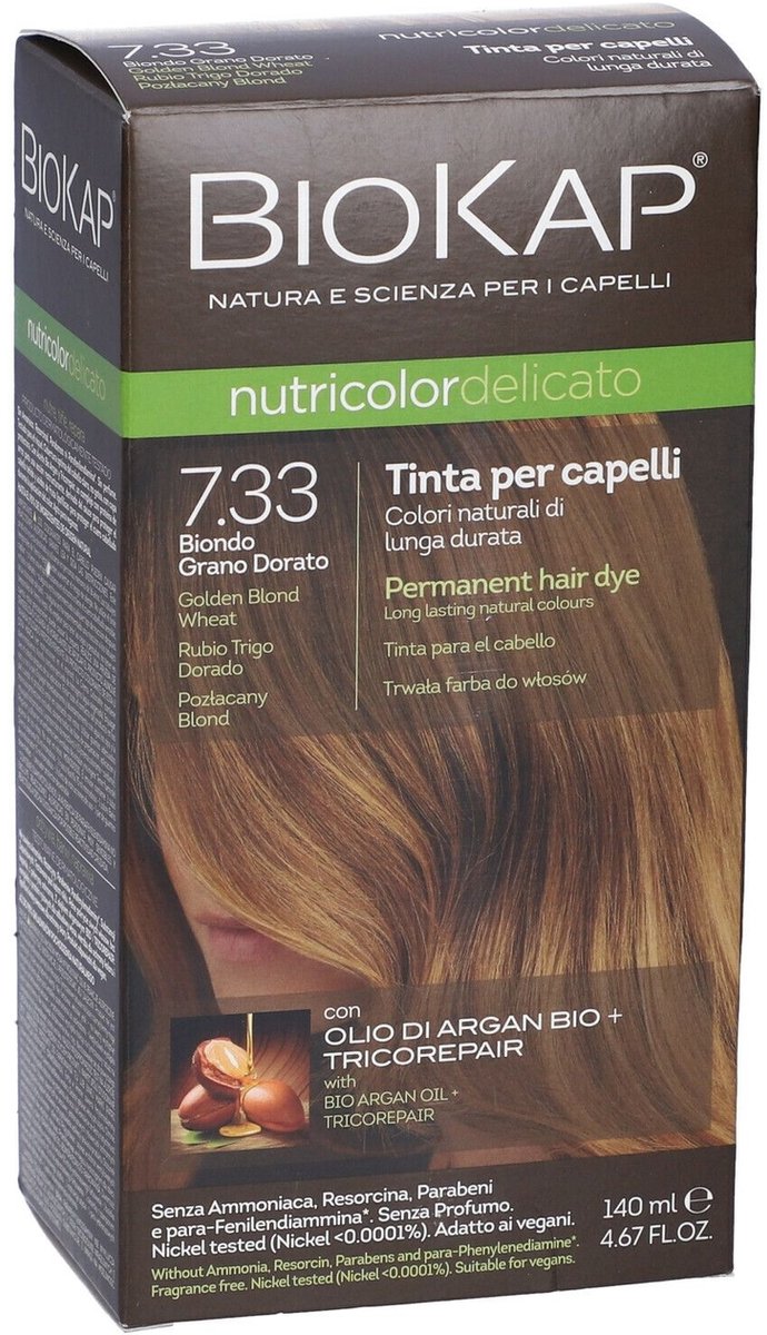 BioKap Nutricolor Sensitive Hair Dye Shade 7.33 Golden Blonde - 1 Pack