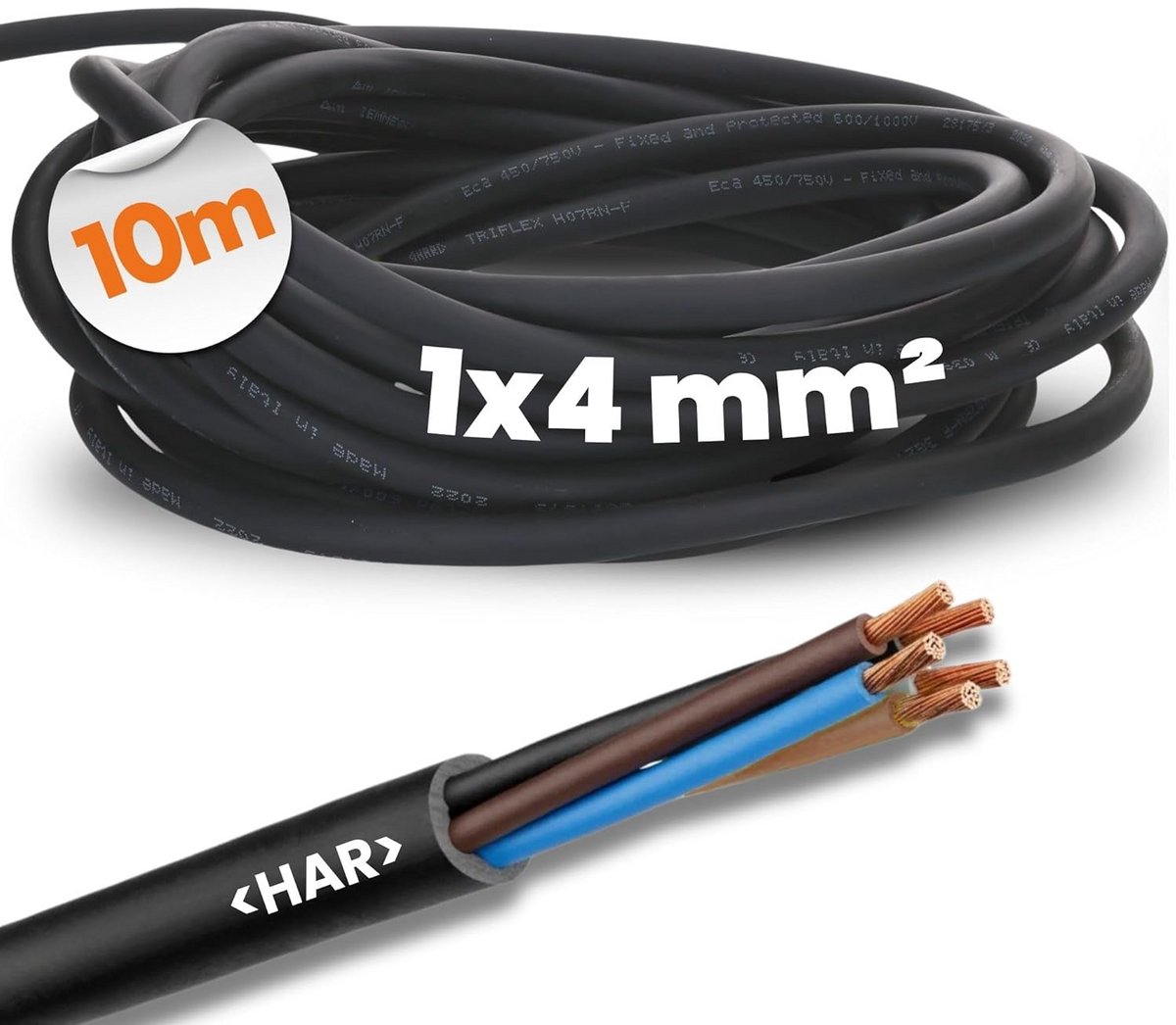 Flexibele rubberen aansluitkabel 1G4mm halogeenvrij voor binnen en buiten