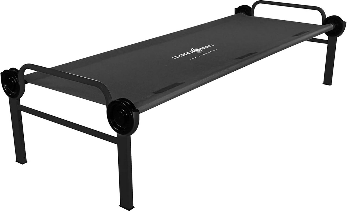 Opvouwbaar Campingbed Single L Zwart - Inclusief Beenverlengingen - Snel Opzetbaar Reisbed