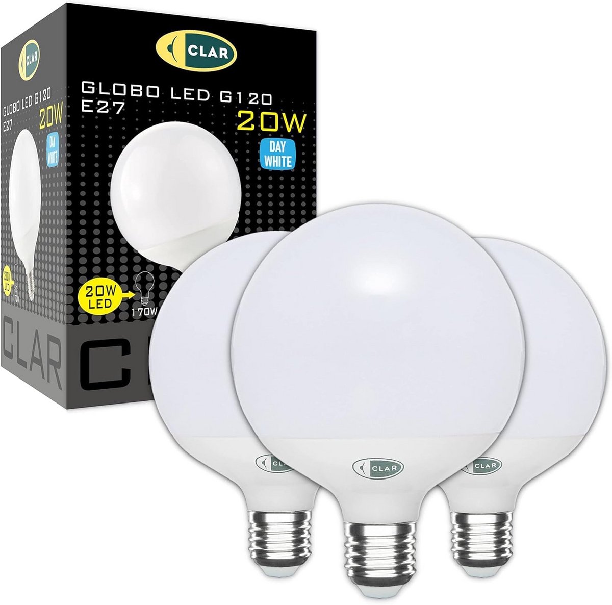 Grote E27 LED Bol Lamp 20W Dimbaar 4000K Neutraal Wit (3 Stuks)