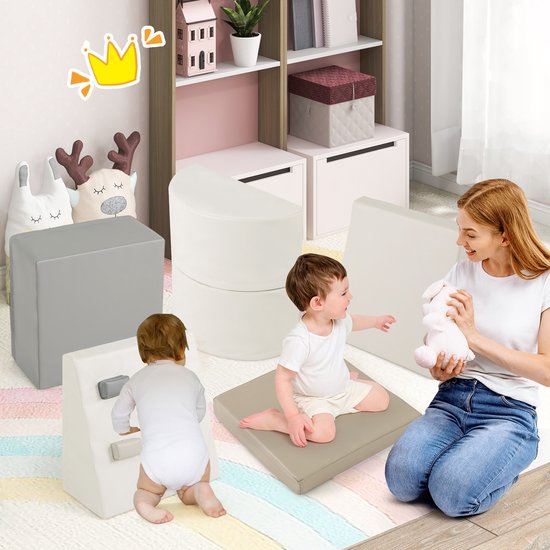 COSTWAY Schaamstof bouwstenen voor kinderen, zachte bouwstenen met klimrotsen om te klimmen en kruipen, reuzenbouwstenen van schuim, grote bouwstenen klimblokken voor binnen van Merkloos — afbeelding 2