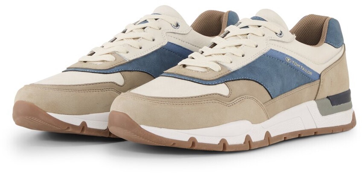 Tom Tailor - Sneakers met colourblocking - Maat 40 - beige