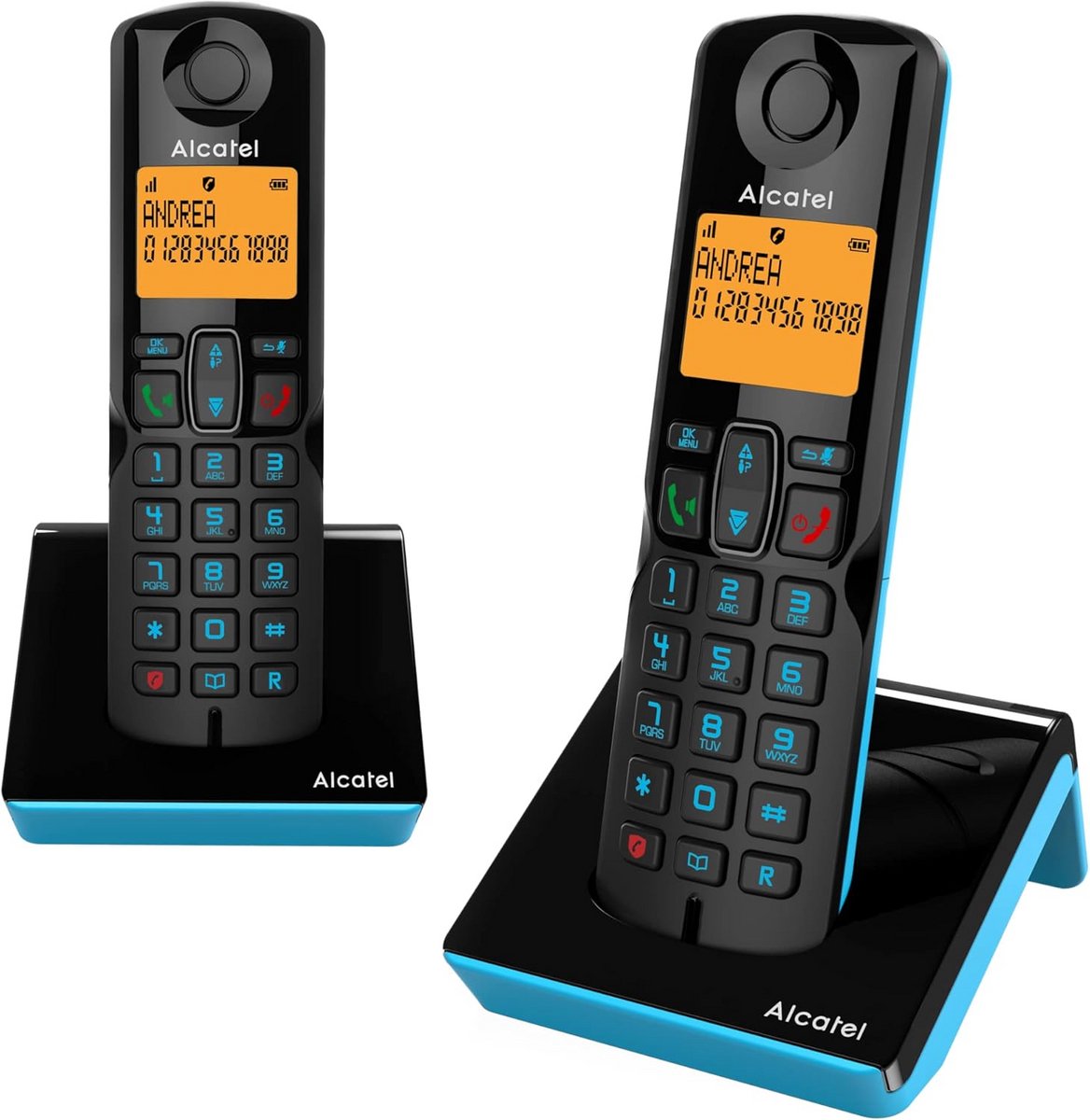 DECT Draadloze Telefoon Duo met Extra Hoorn en Bellerblokkering - Zwart/Blauw