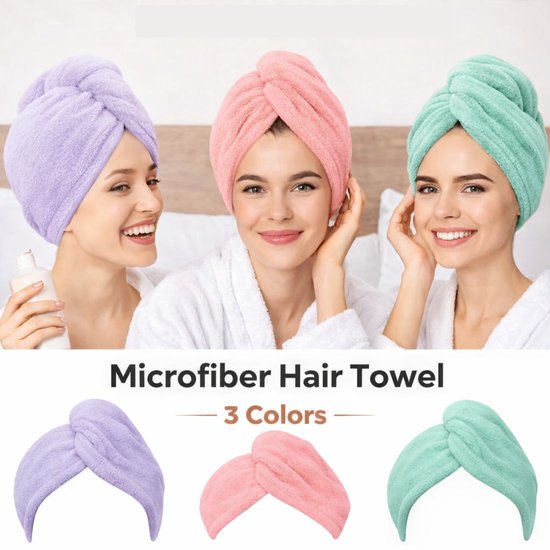 BOTC Haarhanddoek - 3 Stuks Handdoek voor Haar - Hair Towel - Hoofdhanddoek - Snel Drogend
