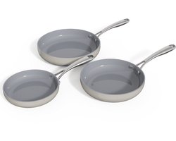 Safecourt Kitchen 3-delige Keramische koekenpan Pannenset - Ø 20, 24, 28 cm Pannen - Inductie,…