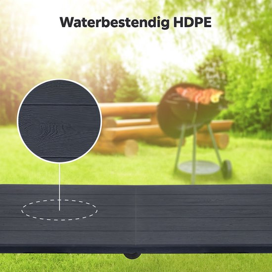 LifeGoods Inklapbare Tafel - 124x61,5 cm - Stevige Klaptafel - Weerbestendig - Inklapbare eettafel - Campingtafel - Vouwtafel voor Binnen en Buiten - Zwart houtnerf van Merkloos — afbeelding 5