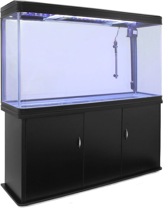 Aquarium & Meubel set 300 liter - 120x70x39 cm - Kleur: Zwart - LED-verlichting - Geschikt voor zoetwater, tropische en zoute water vissen - Filtratiesnelheid: 1800 l/h - gebogen hoeken