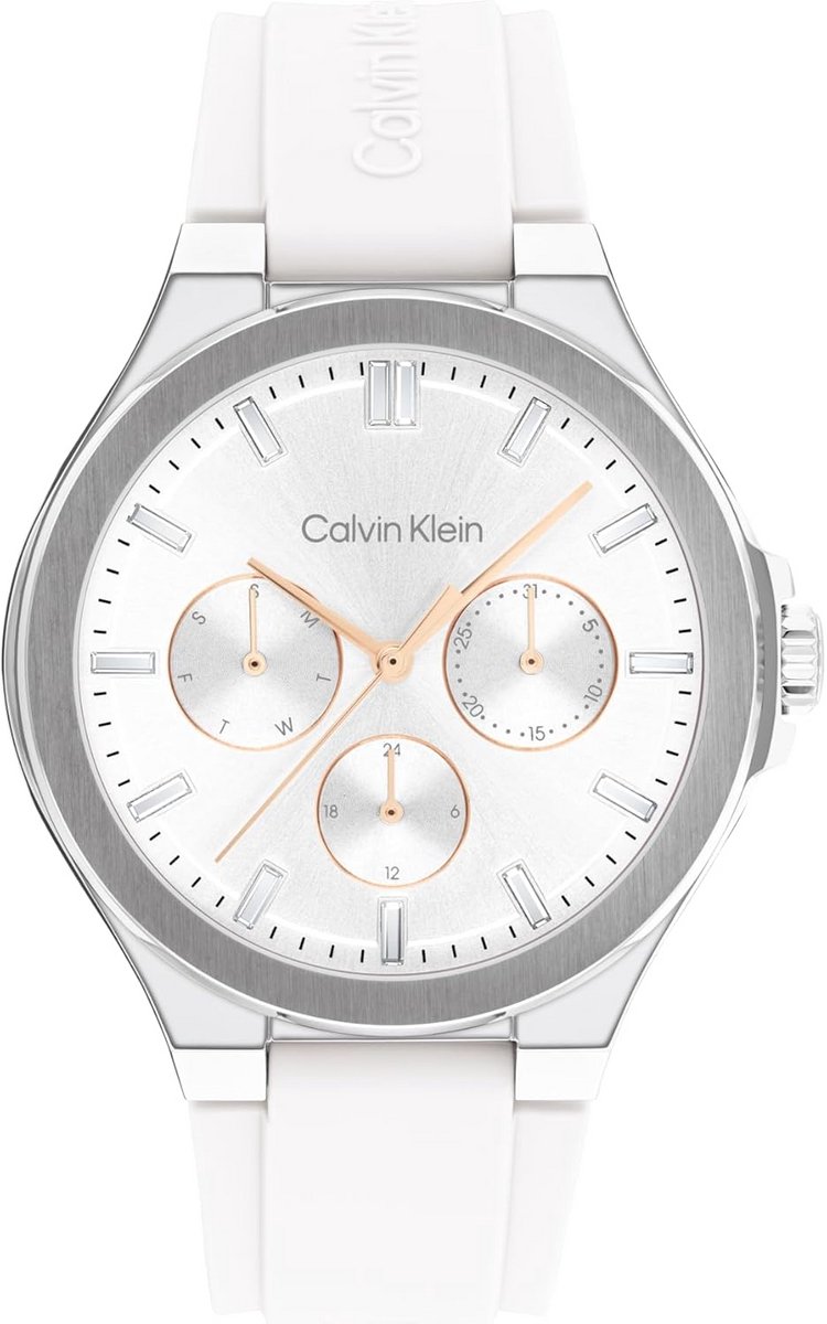 Analoge Multifunctionele Dameshorloge met Witte Siliconen Band - Quartz Tijdsaanduiding