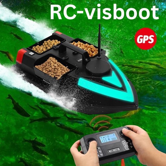 Voerboot Karper met GPS - Baitboat met Hook Release & Automatische Terugkeer - 500 m Bereik - Programmeerbaar tot 100 Stekken - Zwart — afbeelding 3
